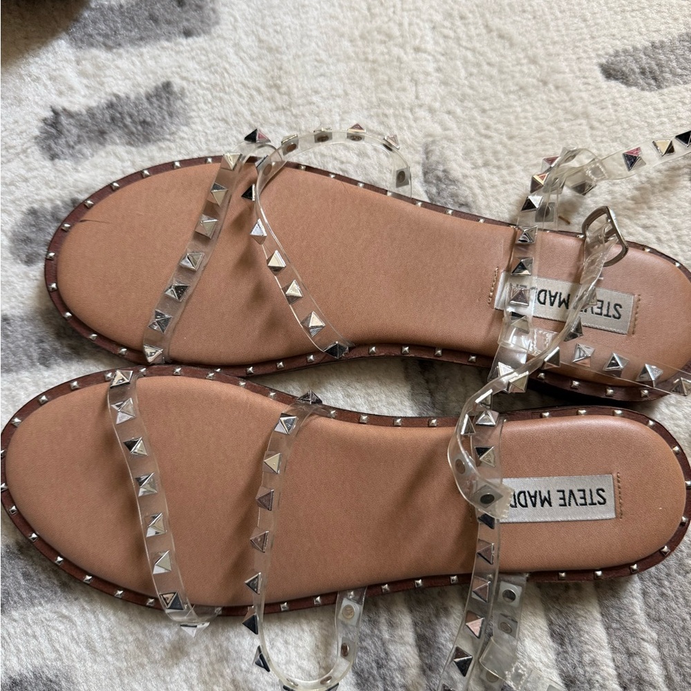 Steve Madden Clear Studded Strap Sandals